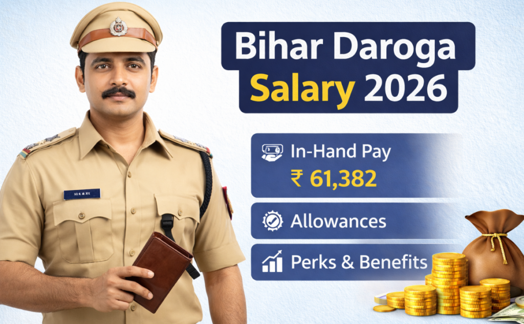 Image showing Bihar Daroga salary, in-hand pay and allowances details.