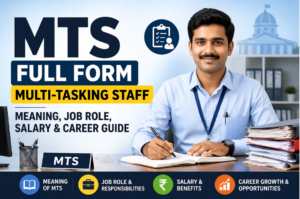 MTS full form feature image explaining Multi-Tasking Staff with job role and salary details.