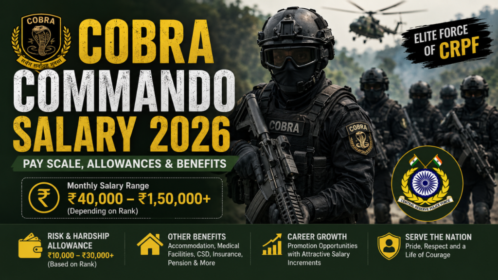 COBRA Commando Salary 2026 showing pay scale, allowances, benefits, and career growth in the CRPF's elite force.
